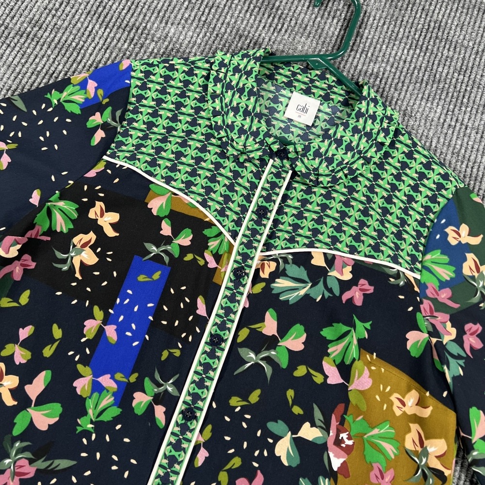 Cabi Shirt Womens Medium Multicolor Floral Geometric Button Up Blouse Top 5520 - Picture 3 of 15